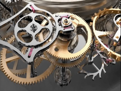 Часовой механизм с пружинкой и маятником